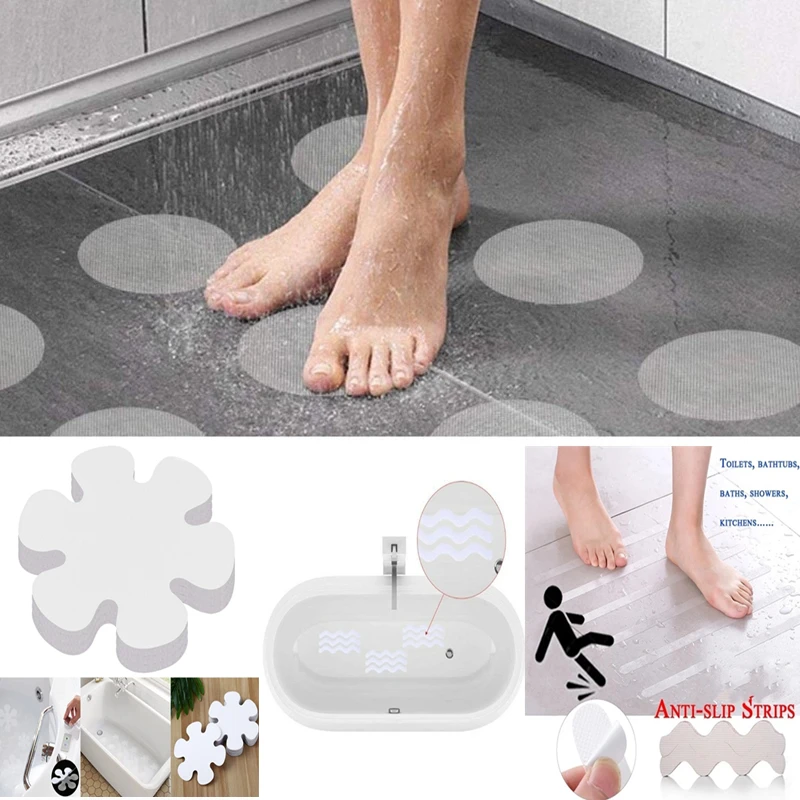 12PCS Bathroom Slip Transparent Non-Slip Wavy Sticker Bathtub/Step/Baby Anti-fall Purpose High Strength Paste Safety Tape Pad