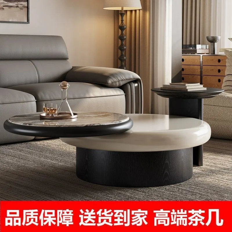 New microcrystalline stone coffee table living room round combination designer household small apartment