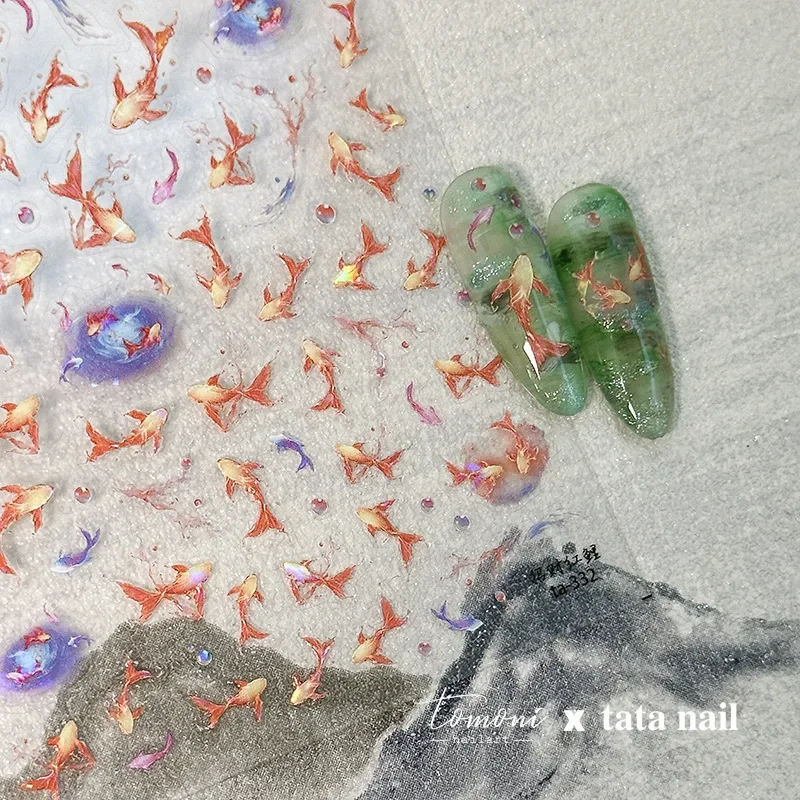 Shiny Gold Shell ปลาดาว Conch Whale Sea Star Scallop Coral 5D Bowknot กาวสติกเกอร์เล็บฤดูร้อนชายหาดเล็บ Decal