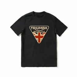 Retro Triumphs Motorcycle Rider Print Luxury Brand Cotton T-shirt Men Women Summer Trendy Tshirt Kid Top Children Short Sleeve