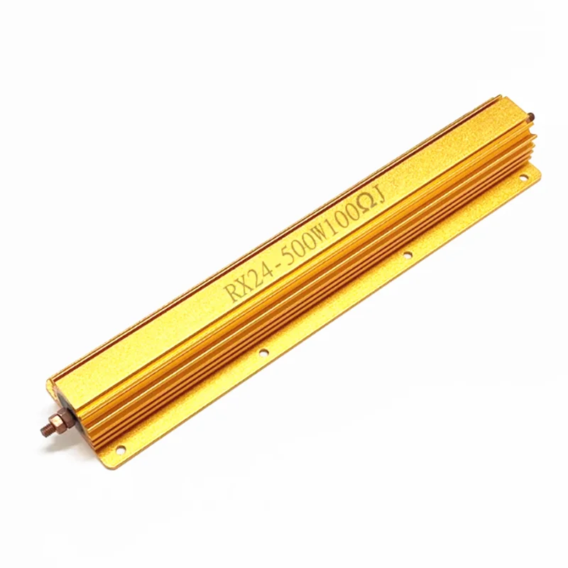 1PCS RX24 500W High-Power Gold-Plated Aluminum-Cased Heat-Dissipating Resistor 01R 0.22R 0.3R 0.47R 1R 3.3R 8R 18R 500R 1K 10K
