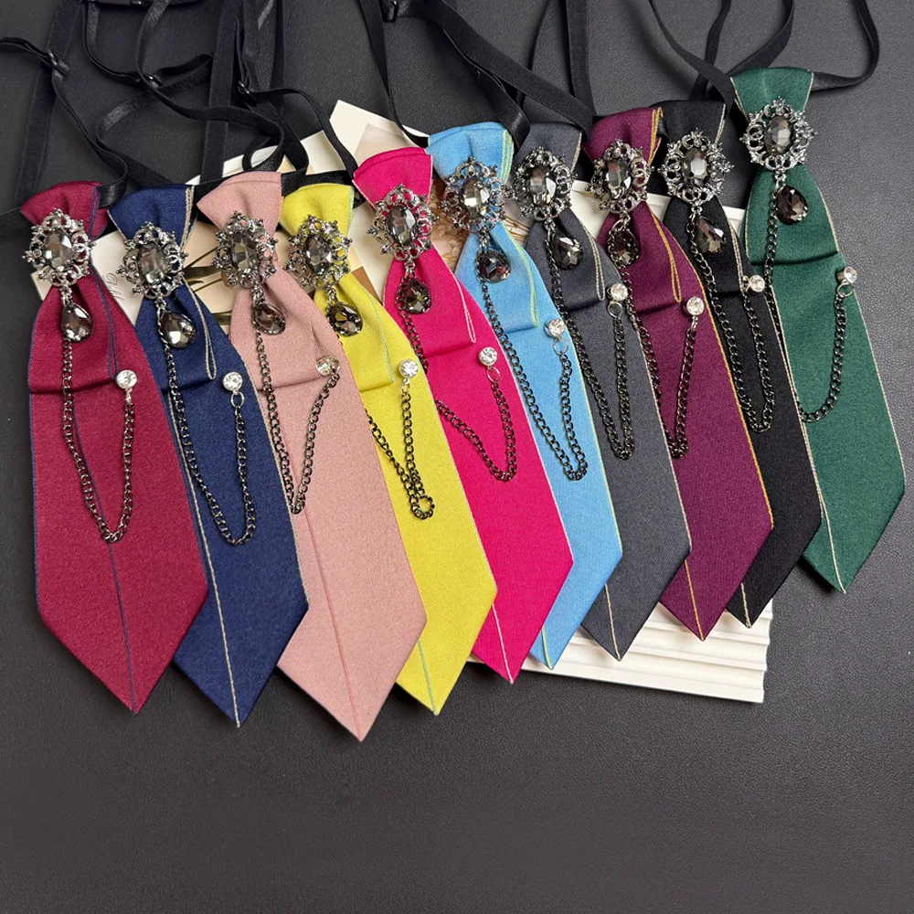 Luxury Crystal Rhinestone Chain Necktie Unisex Pre-tied Adjustable Neck Tie Women Men Suit Shirts Collar Banquet Wedding Gifts