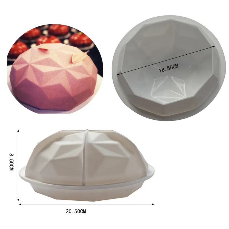 Diamond Round Silicone Cake Mold for Chocolate Ice Cream Mousse Jelly Pudding Pastry Dessert Bread Bakeware Pan Decorating Tools