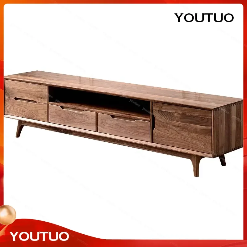 Customizable All Solid Wood TV Cabinet Nordic North American Black Walnut Simple Locker Modern Simple Small Apartment