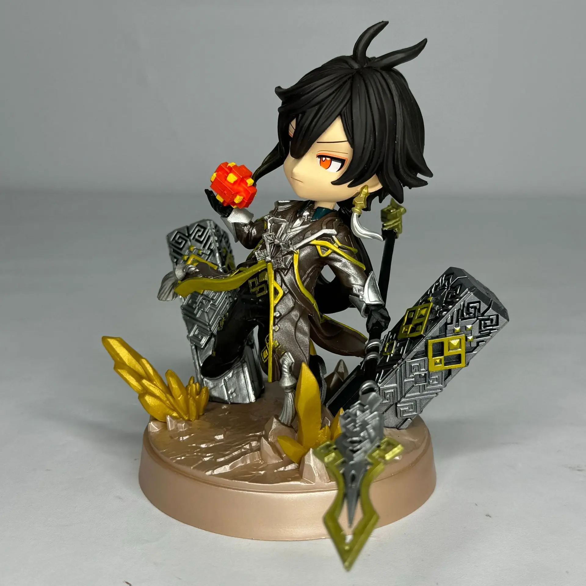 Genshin Impact Periperhal q-アクションフィギュア,gkの美しい像,アニメコレクションモデル,机の装飾玩具,zhongliギフト