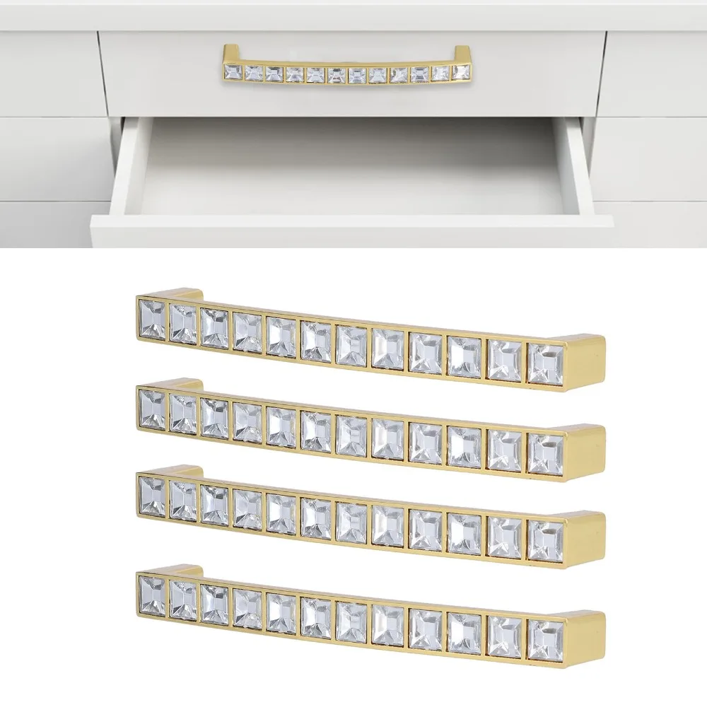 4pcs Modern Zinc Alloy Cabinet Handles Hole Pitch 128mm Easy Install Drawer Dresser Pulls Double Hole Handles Wardrobe