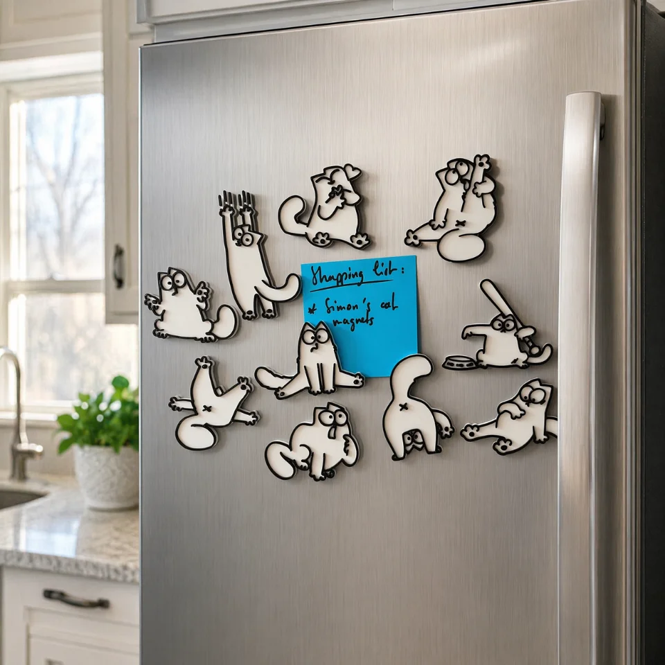 3D Printed Simon Cat Refrigerator Magnet (1 Piece) - Fun Decoration - Suitable for Mailboxes, Dishwashers, Refrigerators, Kitche