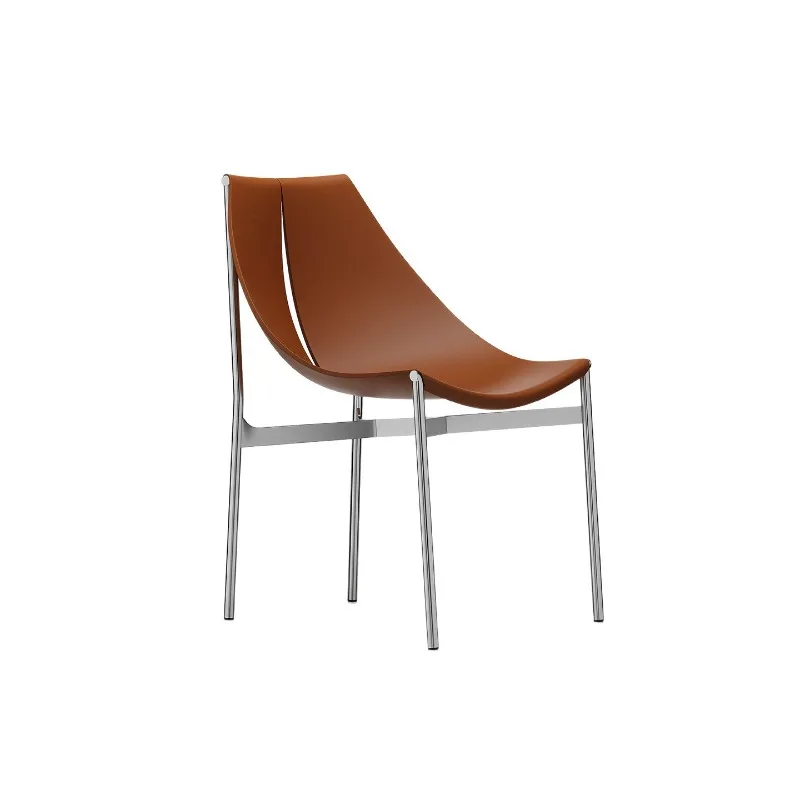 Italian minimalist stainless steel saddle leather designer home dining balcony outdoor modern simple club