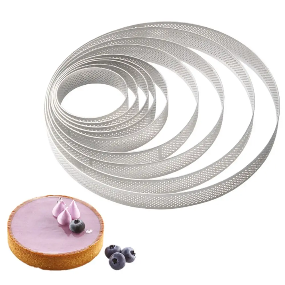 DIY Perforated Stainless Steel Tart Ring Tartlet Molds Circle Mould Cake Mold