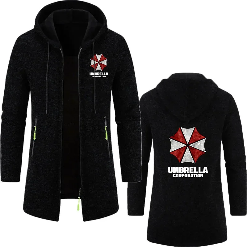 Umbrella company Men's long Hoodies Spring And Autumn Solid Color Zipper Pullover Comfort Harajuku Top Sweatshirts