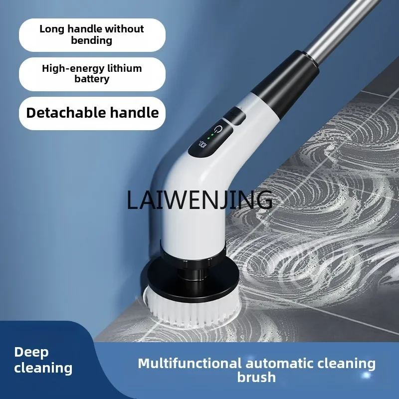 MJY pulizia elettrica spazzola per pavimenti impermeabile con manico lungo spazzola per pavimenti elettrica per bagno