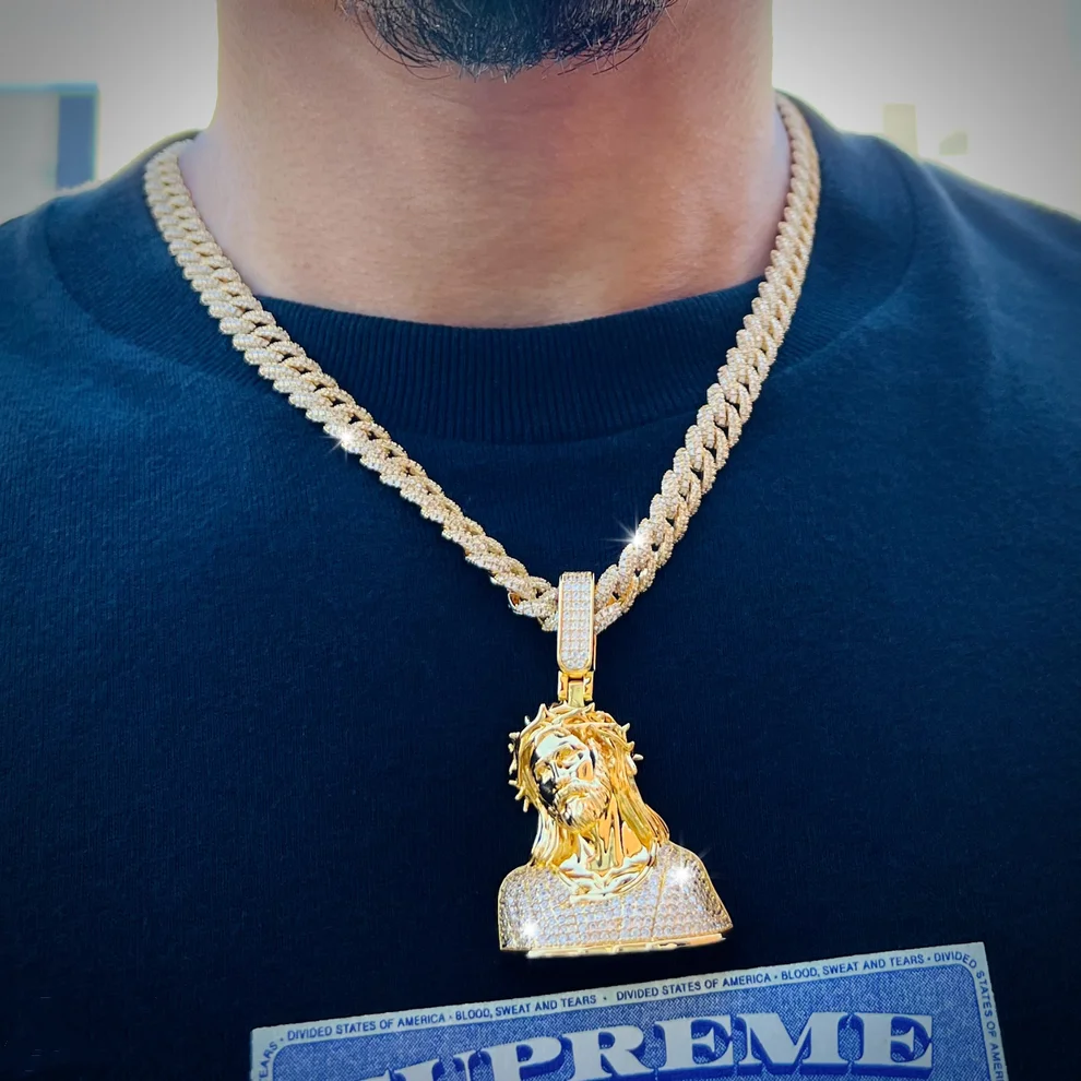 Custom Jesus Pendants 925 Silver Real  VVS Moissanite Hip Hop Iced Out Fine Jewelry Pendant