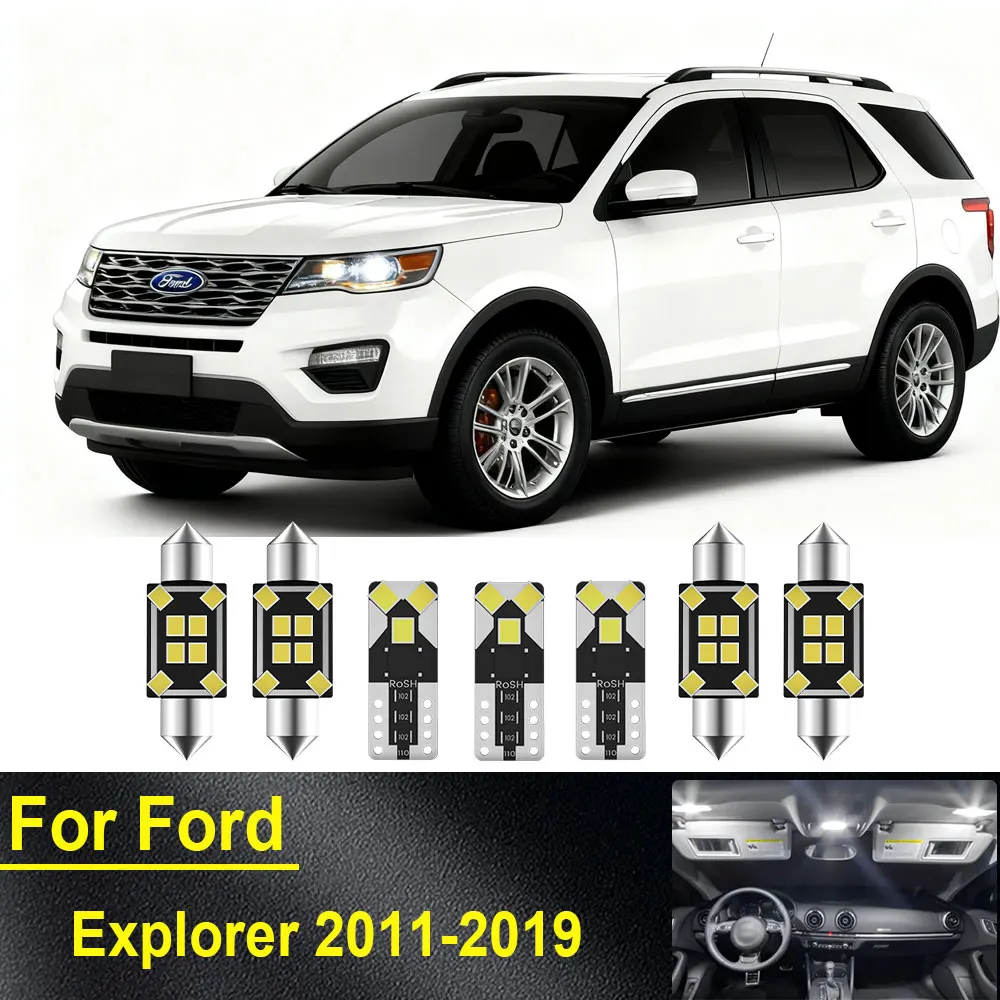 

12pcs Car LED Interior Light Canbus For Ford Explorer 2011 2012 2013 2014 2015 2016 2017 2018 2019 Dome Trunk License plate Lamp