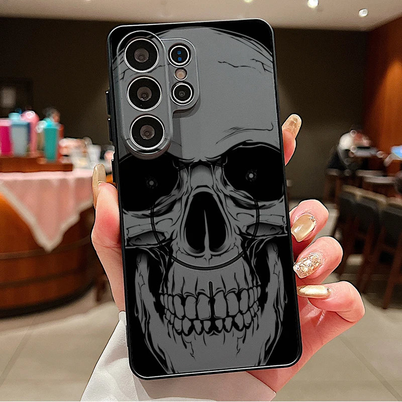 Magnetische Handyhülle mit menschlichem Schädel-Print für Samsung Galaxy S26 S25 Ultra S24 S23 FE A17 A57 A56 A37 A16 A35 A55 A15 A36 A25 Cover