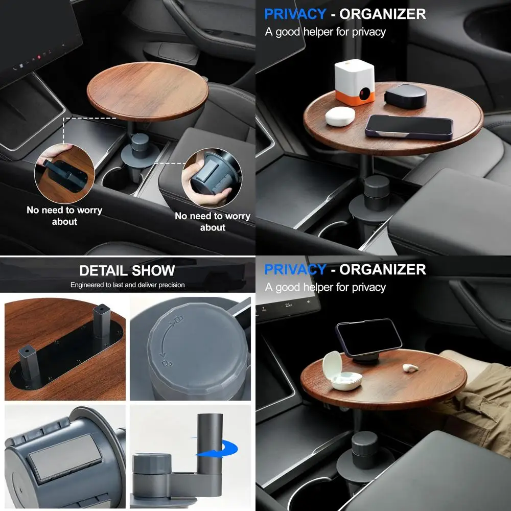 

360 ° Вращающийся подстаканник-органайзер для центральной консоли автомобиля, поднос на руль, съемный держатель для закусок/питья/телефона, подходит для