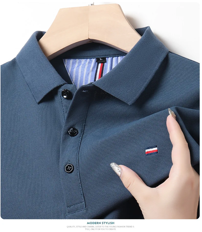 Polo de negocios para hombre, camiseta de secado rápido de verano, transpirable, resistente a las arrugas, sin costuras y fácil de planchar, ropa