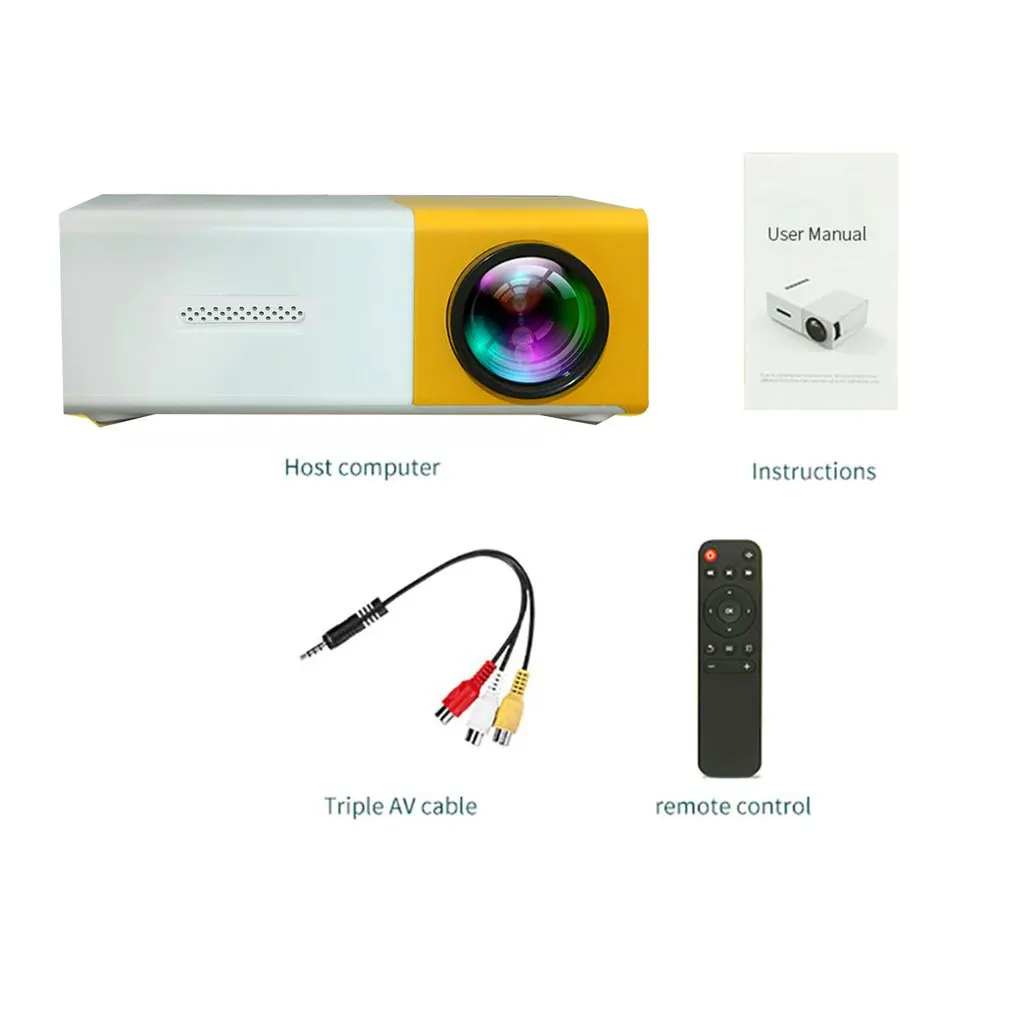 

YG300 Portable LED Mini Projector Supports 1080P HDMI-compatible USB Audio Portable Home Media Video Player Projector