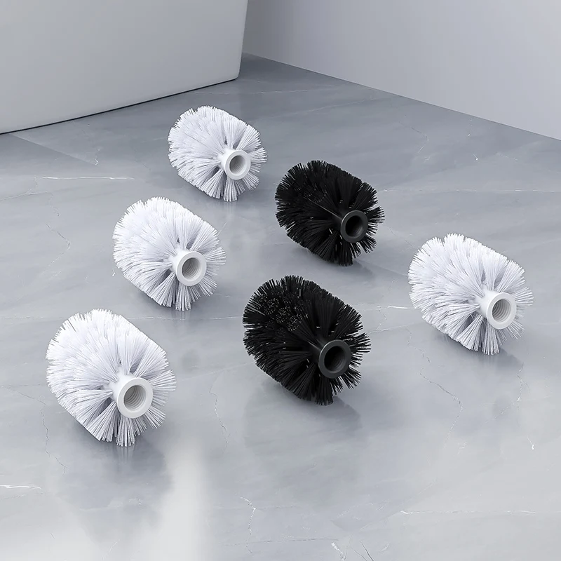 3 PC Replacement for Bathroom Cleaning Toilet Brush White and Black Head Hold Bathroom Tool