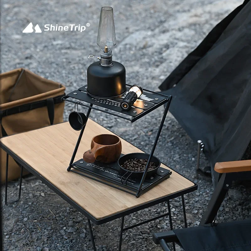 ShineTrip Outdoor Camping Desktop Folding Rack Aluminum Installation-Free Portable Multifunctional Camping Storage Z-Table New