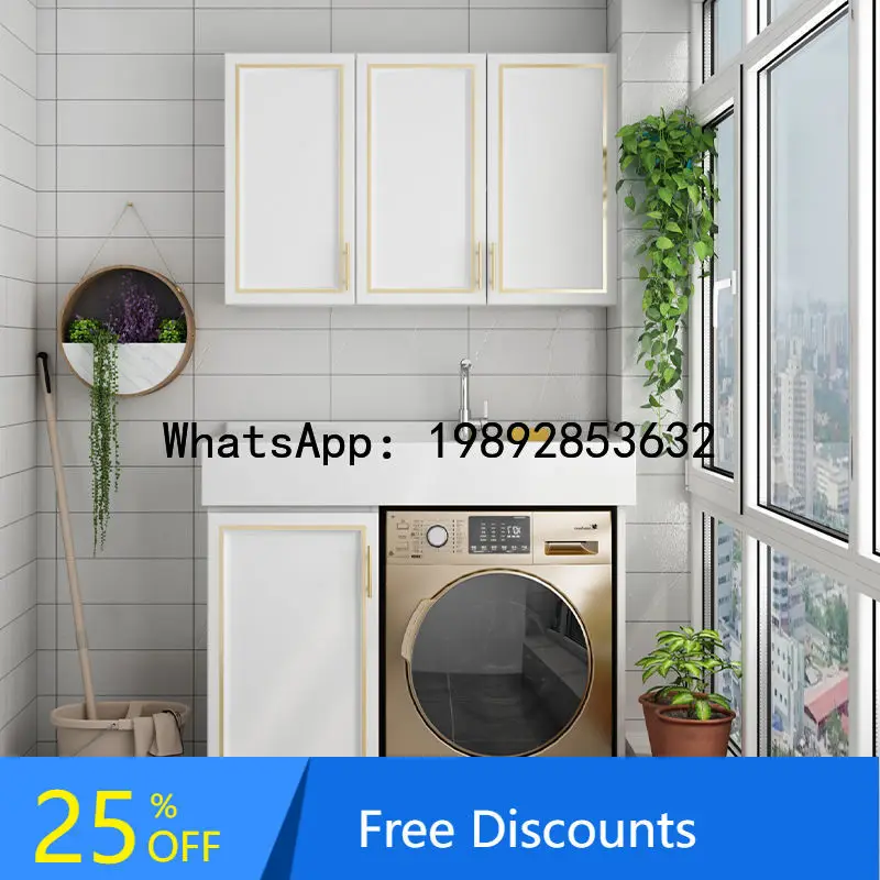 X5  Space Aluminum Balcony Laundry Tub Integrated  Combination Laundry Cabinet Drum Washing Machine Companion Overall Table