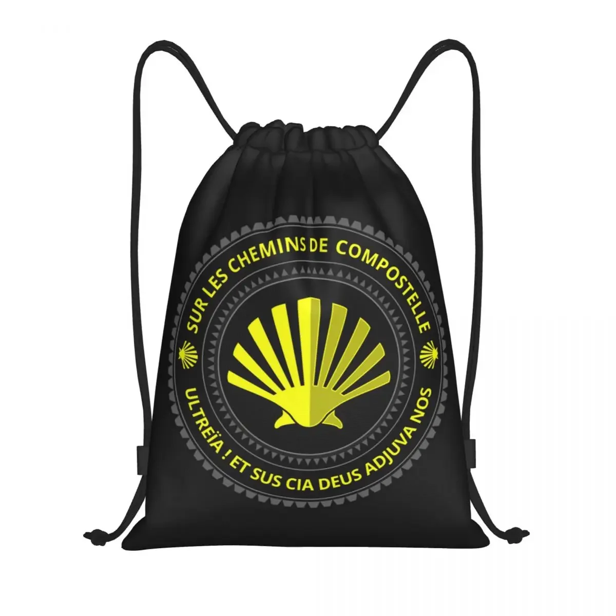 

Custom Scallop Shell Camino De Santiago Drawstring Backpack Women Men Gym Sport Sackpack Foldable Pilgrim Walk Training Bag Sack