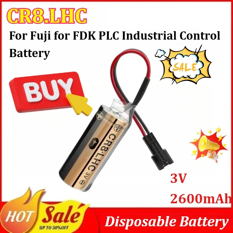 

2-10Pcs CR8.LHC 3V 2600mAh Disposable Battery for Fuji for FDK PLC Industrial Control Battery with Black/brown Plug