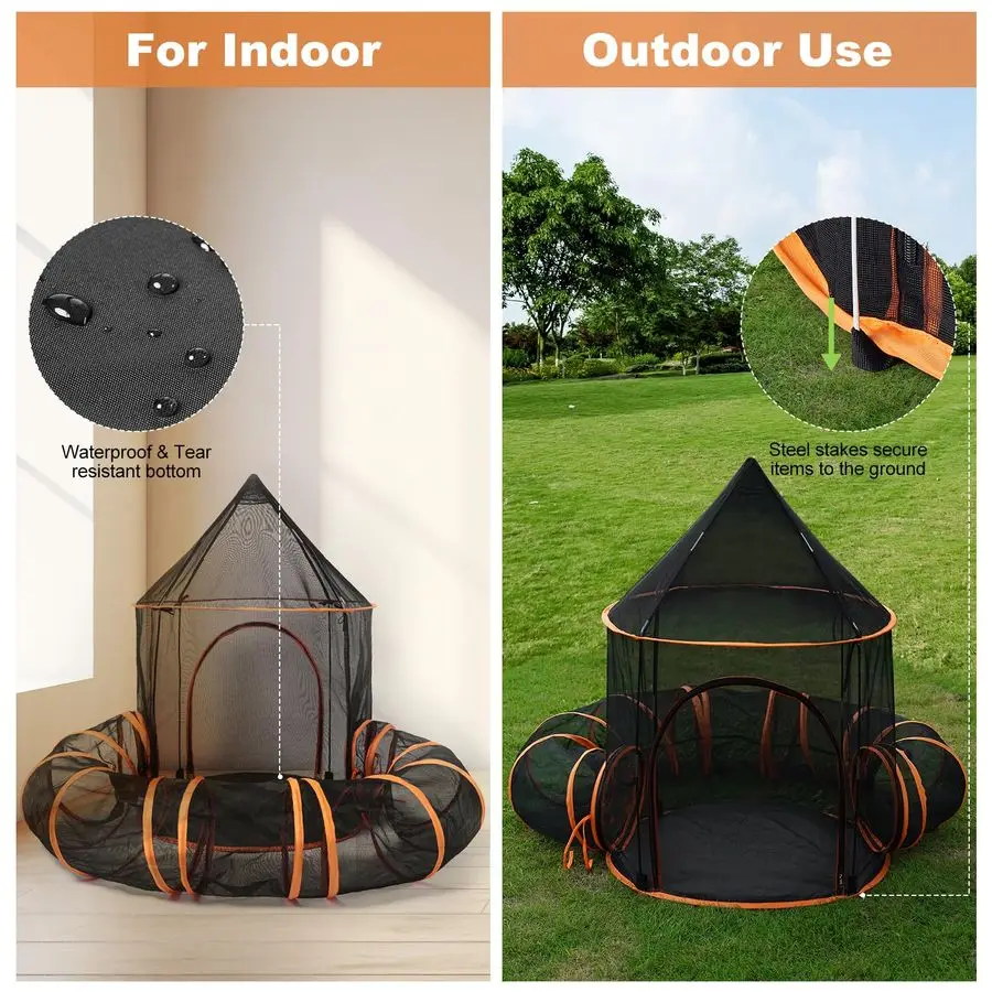 고양이 야외 활동장 터널 대형 애완동물 텐트 실내외 겸용 캐슬 플레이펜, 강아지, 고양이, 새끼 고양이, 토끼를 위한 휴대용 놀이집