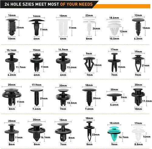 Imagen 2 del producto 835 Clips de sujeción de nailon negro para retenedor de empuje de coche en caja de plástico para GM Ford Lexus Honda Chrysler Mazda Nissan Jeep Ford