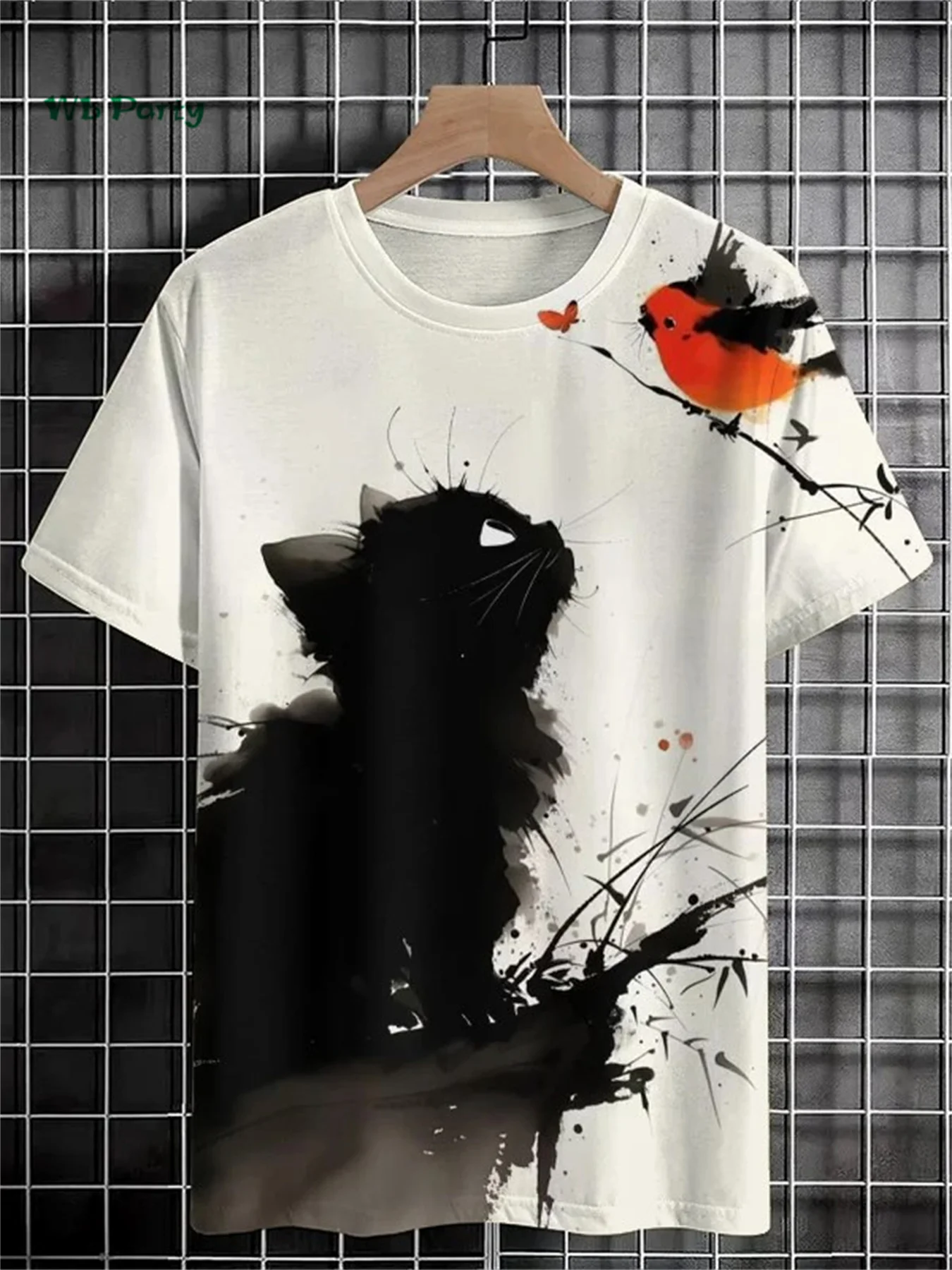 القط طباعة تي شيرت رجالي ثلاثية الأبعاد مضحك الحيوان نمط تي شيرتات قصيرة الاكمام المتضخم Y2k قمة الصيف الرجال اليومية الشارع ملابس كاجوال #4