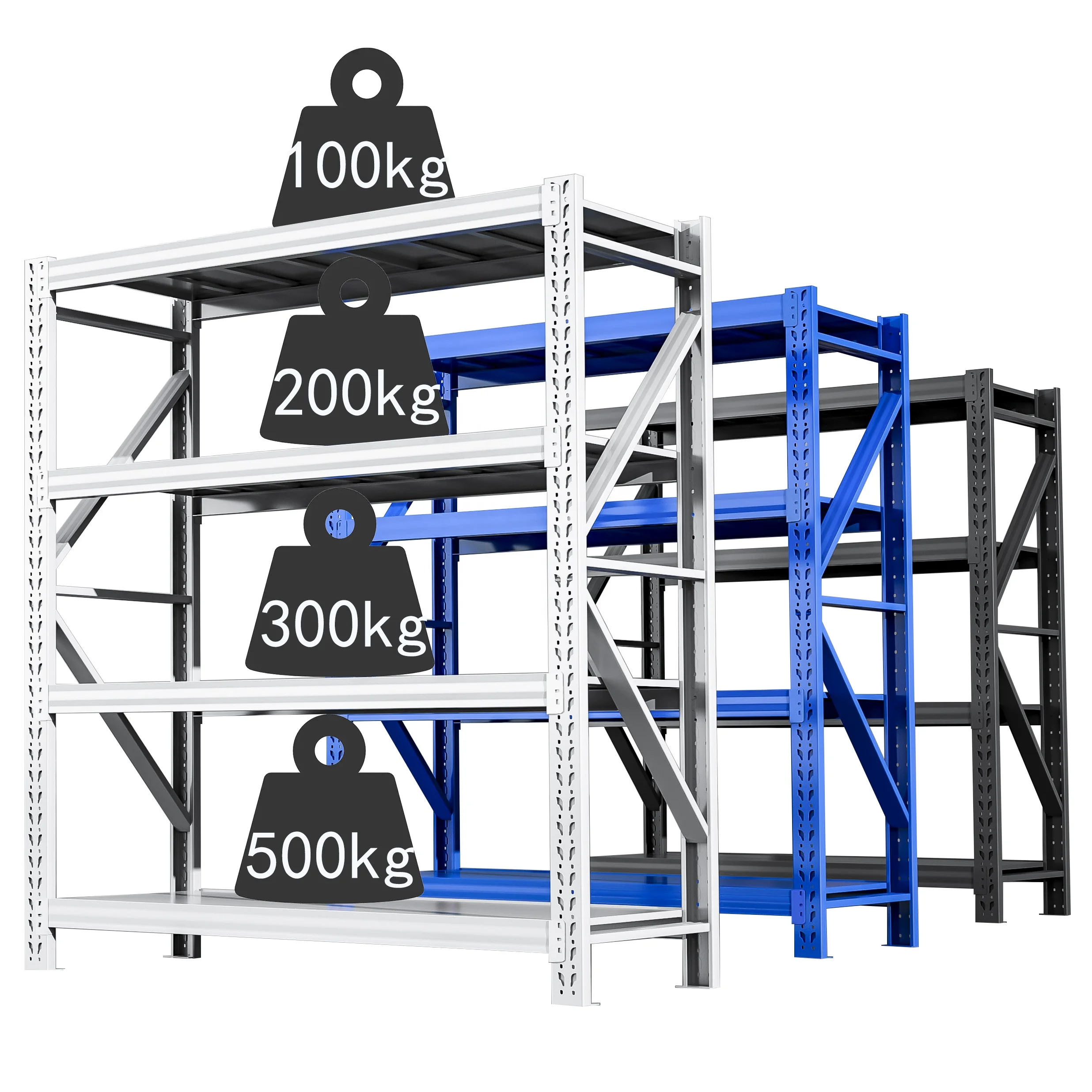Boltless Shelf Adjustable Metal Storage Rack High Capacity Warehouse Storage Factory Workshop Organization Steel Shelving