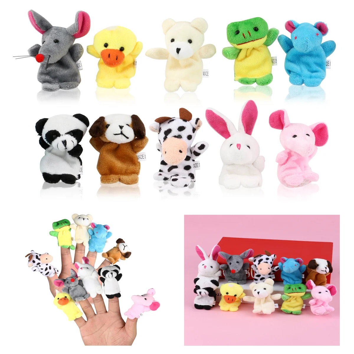 LEORX 10pcs Cartoon Animal Finger Puppets Dolls Props Toys (Random Pattern) Finger puppets for baby Finger puppets set