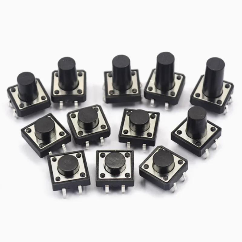 

100pcs Tact Switch Push Button12*12*4.3/5/6/7/8/9/10/11/12/13/14/15/16 Through Hole SPST-NO