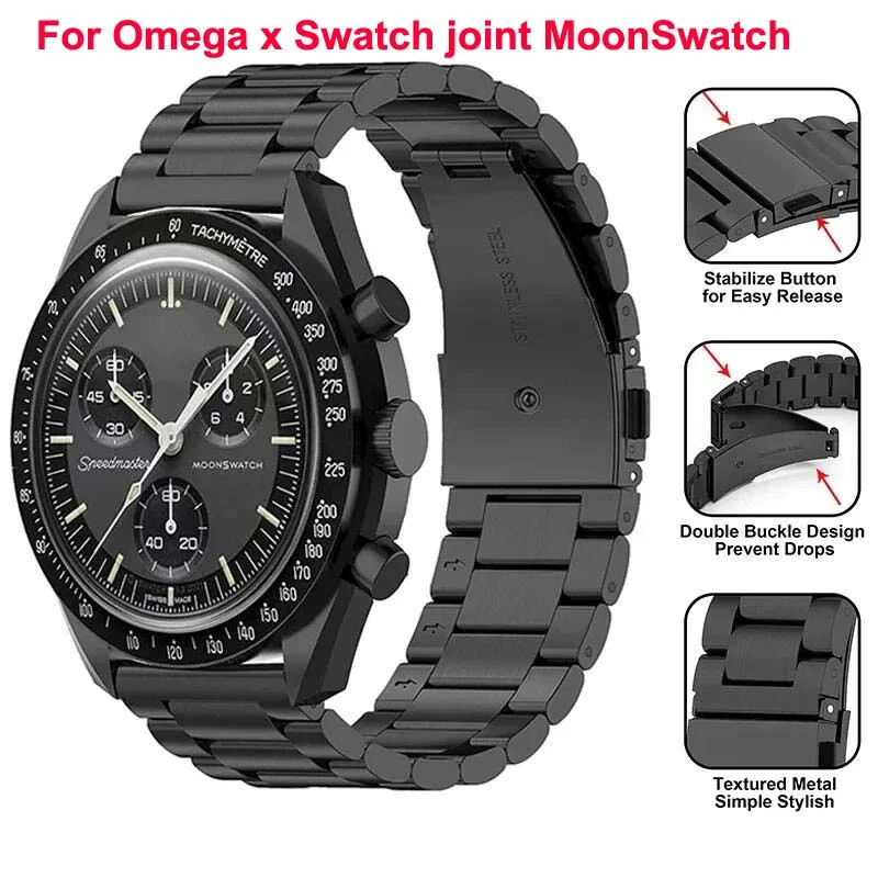 Stainless Steel Strap For Omega x Swatch joint MoonSwatch Band 20mm Metal Wrist Bracelet Correa For Swatch MoonSwatch WatchBand