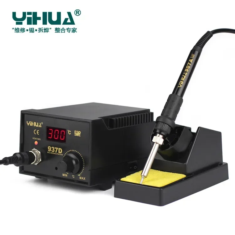 Newest YIHUA 220V/110V EU/US 50W Temperature Control ESD Digital Soldering Station / Rework Stations YIHUA 937D with tools