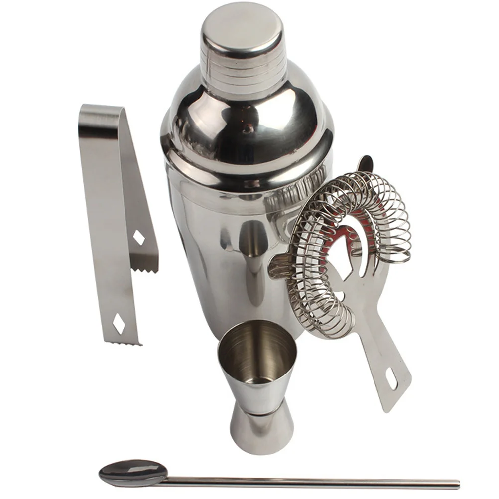 

5Pcs Stainless Steel Cocktail Shaker Set Professional Bartender Tools Bar Drink Mixer Kit for Restaurant Home Pub