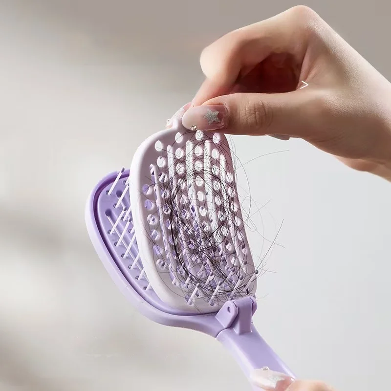 

Складная самоочищающаяся расческа ребристой формы, фиолетовая, 1 шт., мини-расческа против спутывания волос, удобная для путешествий, с автоматической очисткой, расческа для густых волос, массажная расческа, портативная расческа для укладки, расческа со с