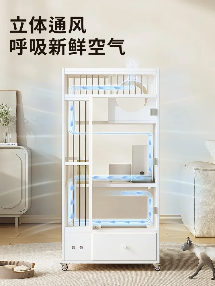 Cat villa small apartment solid wood cat cabinet household indoor cage toilet integrated house nest