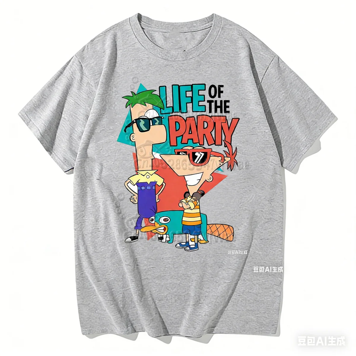 Phineas Ferb Candace Perry Graphic Printed Short Sleeved Cute T-Shirt For Boys And Girls Summer Adult Cotton T-Shirt