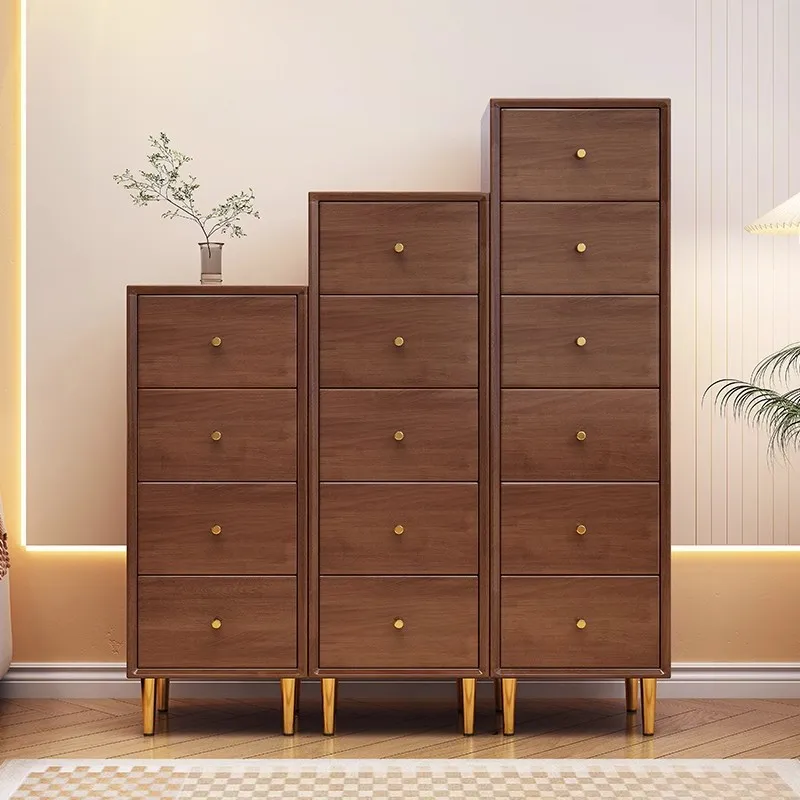 Solid wood crevice drawer storage cabinet, bedroom chest of drawers, simple Nordic bedside storage cabinet, ultra-narrow sofa si