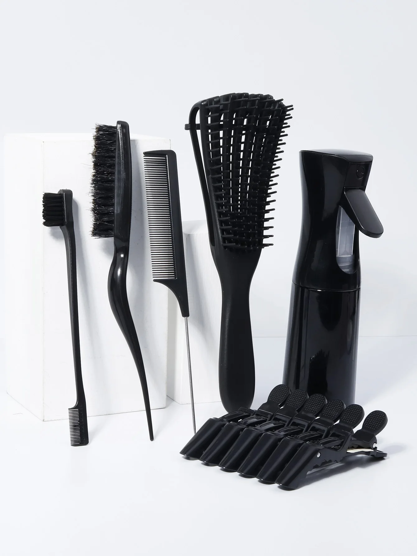 

11pcs hair brush set steel needle tail comb hair spray bottle control hair brush 6 fixed hair clips Special for real hair wigs