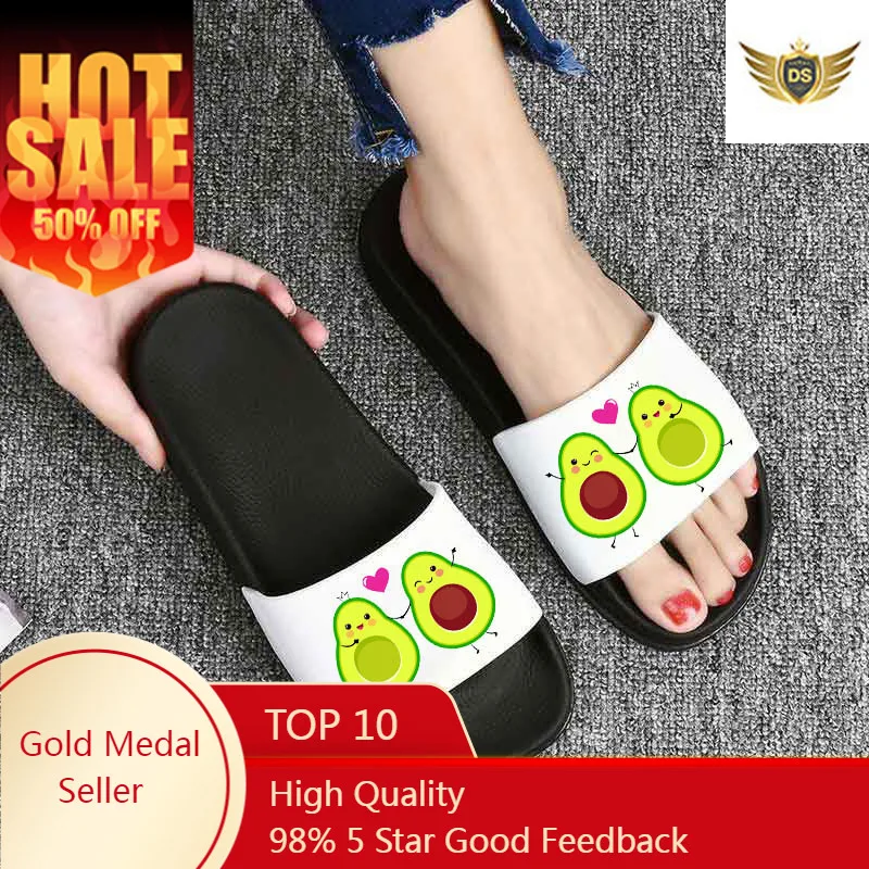 

Women Slippers Summer Beach Slides Cartoon Fruits Avocado Flip Flops Non-slip Lovers Shoes Women Indoor home Slippers