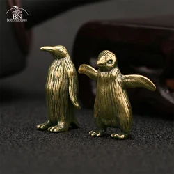 Solid Brass Antarctic Penguin Small Statue Miniature Figurine Office Desk Ornament Tea Pet Paperweight Vintage Decoration Crafts