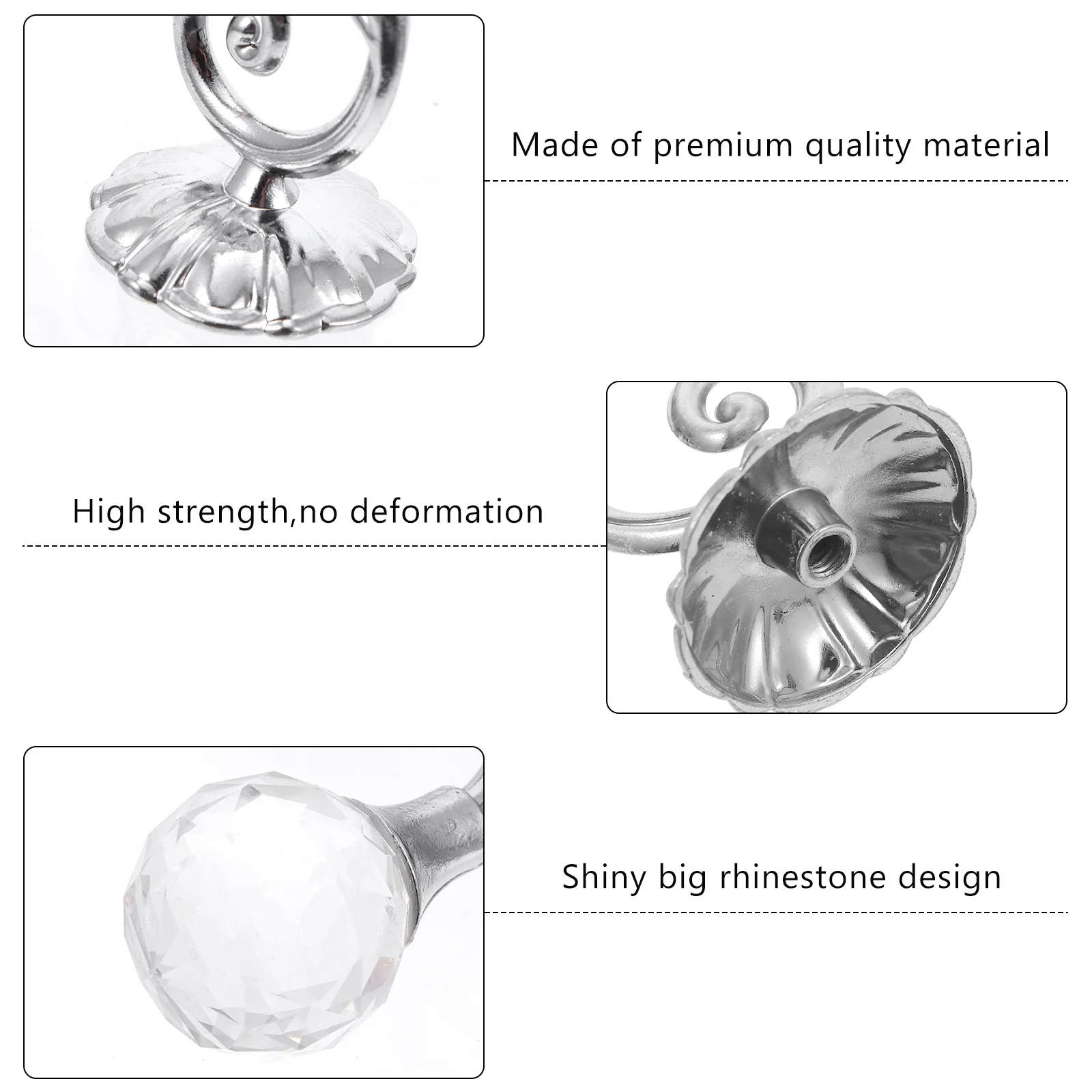 خطافات ستائر كريستالية متعددة الوظائف، ربطات عنق مزخرفة للمنزل وغرفة الزفاف، شماعات ستائر مثبتة على الحائط من حجر الراين #1