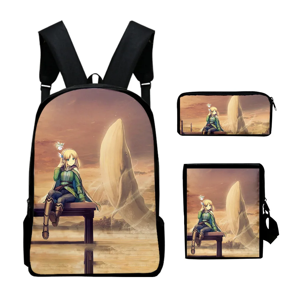 Harajuku Youthful In the Land of Leadale 3D Print 3pcs/Set Student Travel bags Laptop Daypack Backpack Shoulder Bag Pencil Case