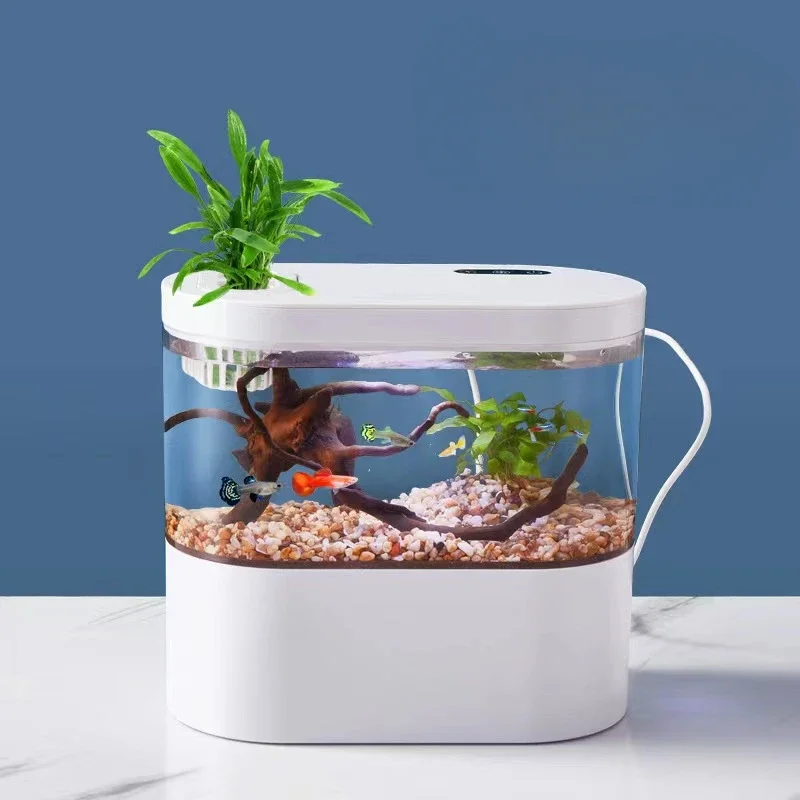 

Water Tank With Biochemical Mini Creative Ecological Aquarium Desktop Light Fish Cycle System And LED Filtration Betta