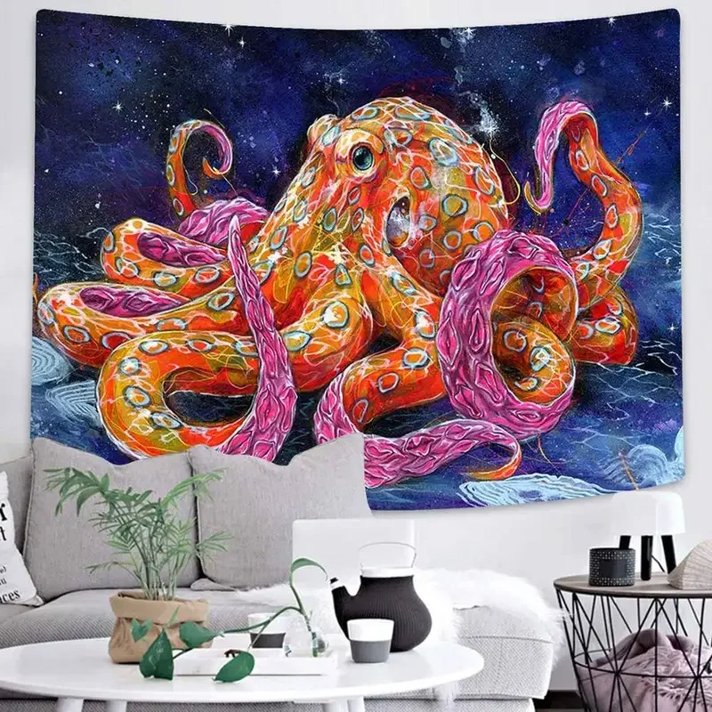 

Bunny Fog Cartoon Bear Animal Bedroom Decor Simsant Psychedelic Octopus Koi Tapestry