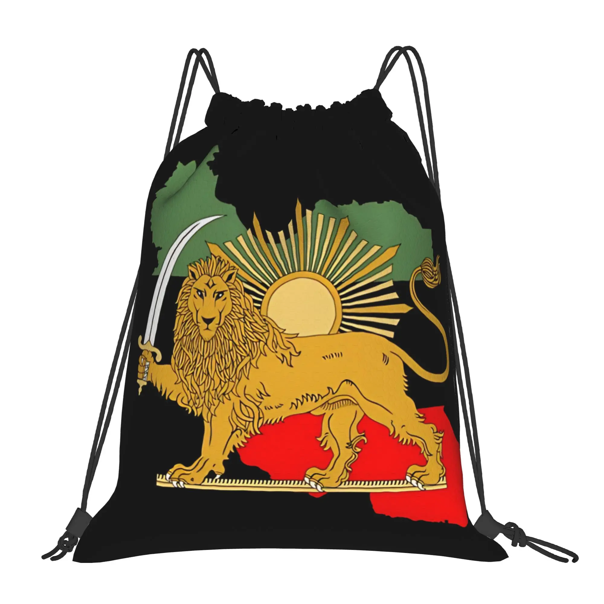 

Рюкзак-мешок с флагом Ирана и картой Персии, с изображением льва и солнца Ширан-Хоршид, водонепроницаемый, для спортзала и спорта