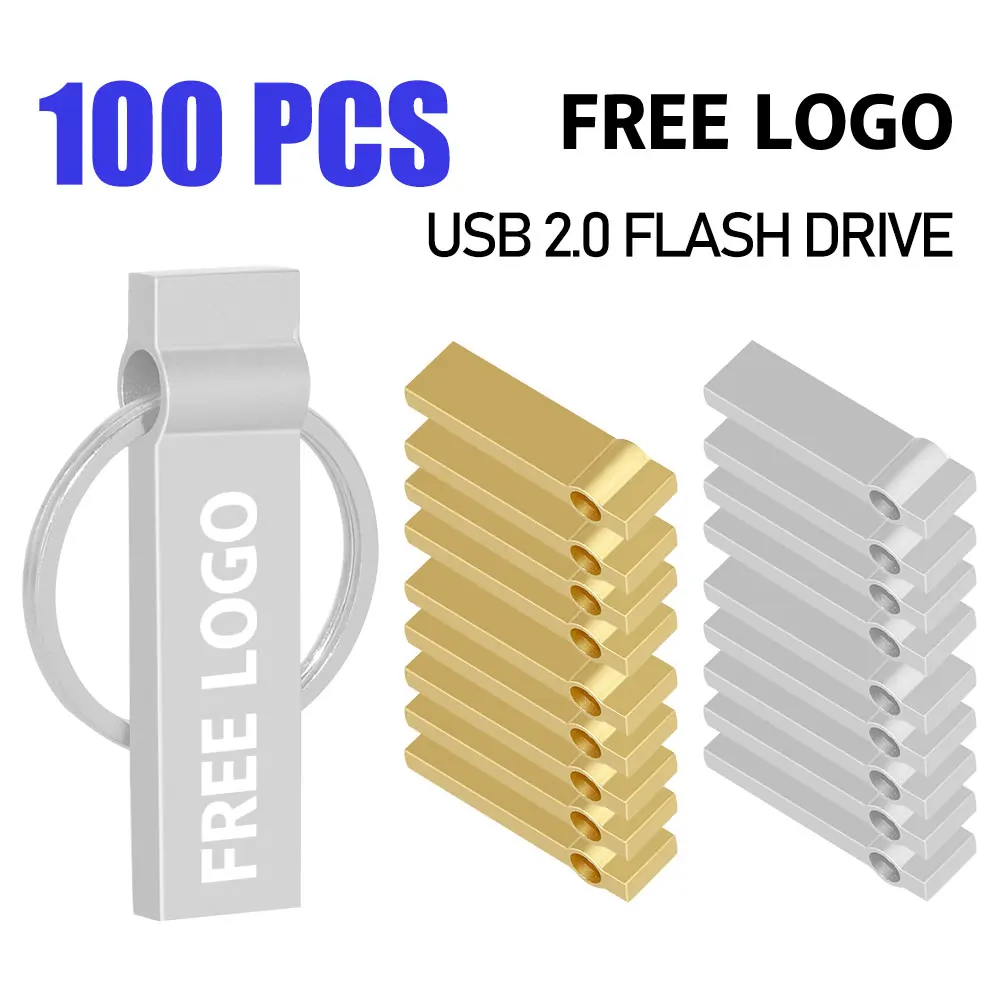 

100PCS/LOT For Speaker / TV metal USB flash drive 32GB 64GB Personalise Pen Drive usb 2.0 Memory Stick U disk gift Custom logo