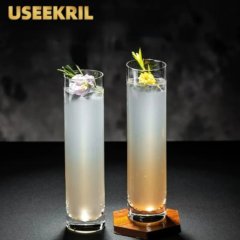 Tall Straight Highball Glass Cups, Clear Long Collins Glass, Cocktail Iced Drink Water Glassware for Bar Home Party