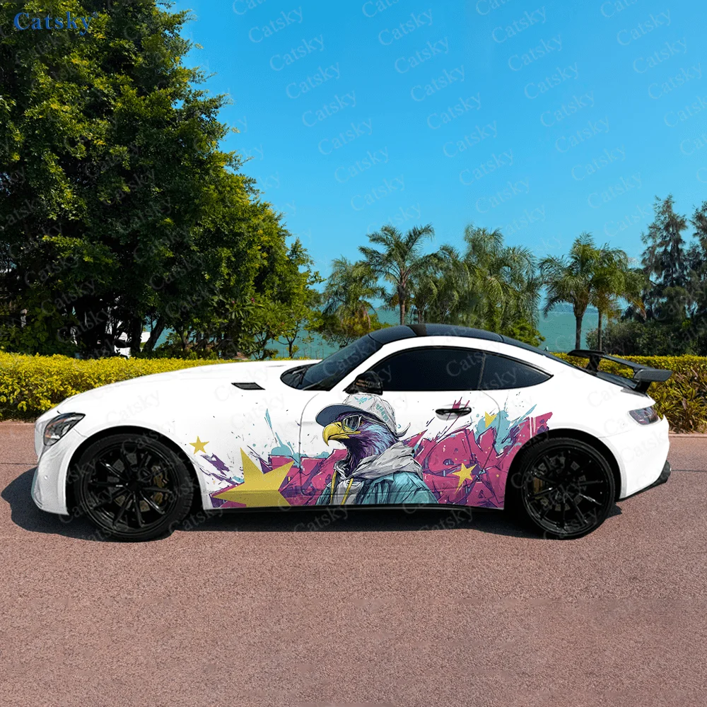 

Colorful Eagle Graffiti Car Side Sticker Decor, PVC Waterproof Scratch Resistant Decal, Car Protection, Auto Accessories Gift